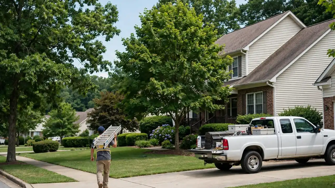 Roof installation and cleanup — Services